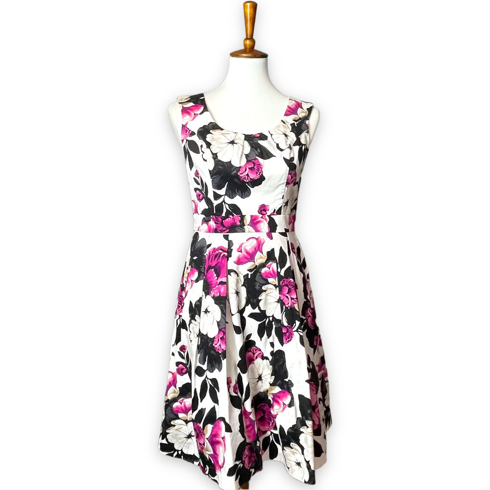 🍀White House Black Market Women's Multicolor Floral Scoop Neck Fit & Flare 2